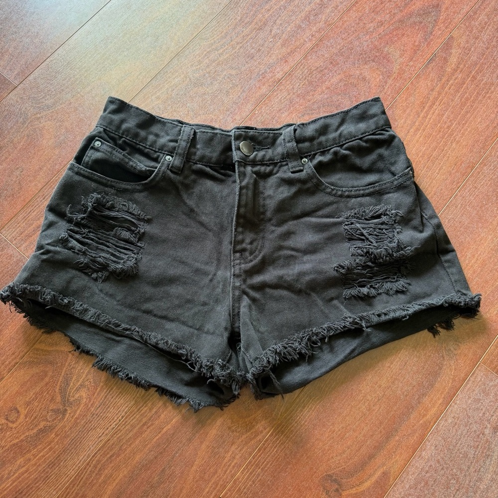 Billabong Black Distressed High-Rise Denim Shorts